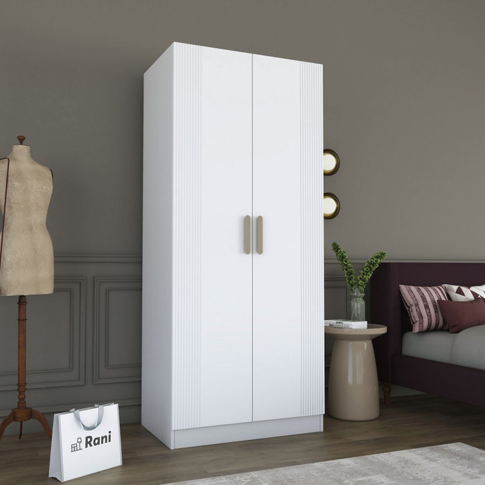 Hanah Home Armario Blanco con Estanterías Hanah Home Armario Blanco con Estanterías